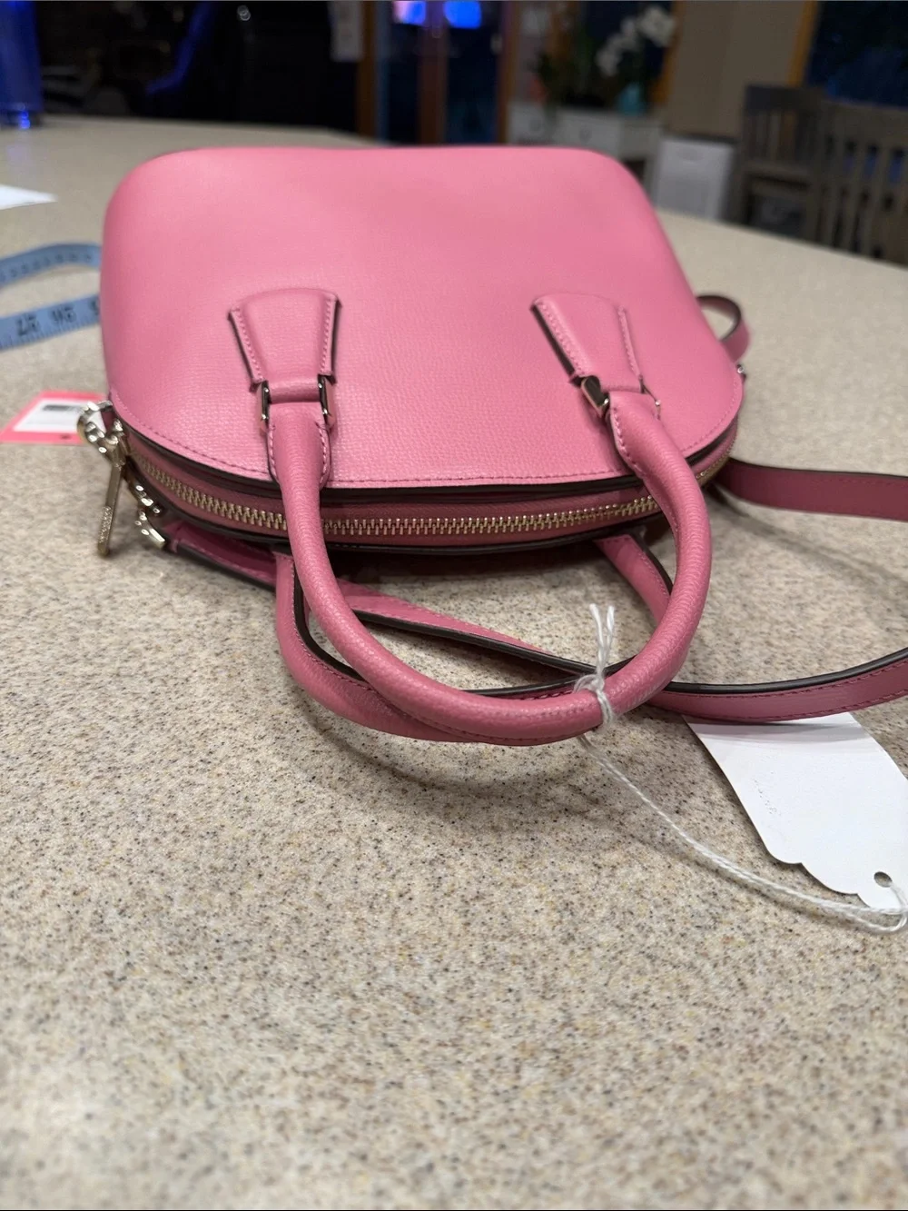 kate spade blustery pink “SylviaPebbled  medium Dome Satchel w/ Removable Strap